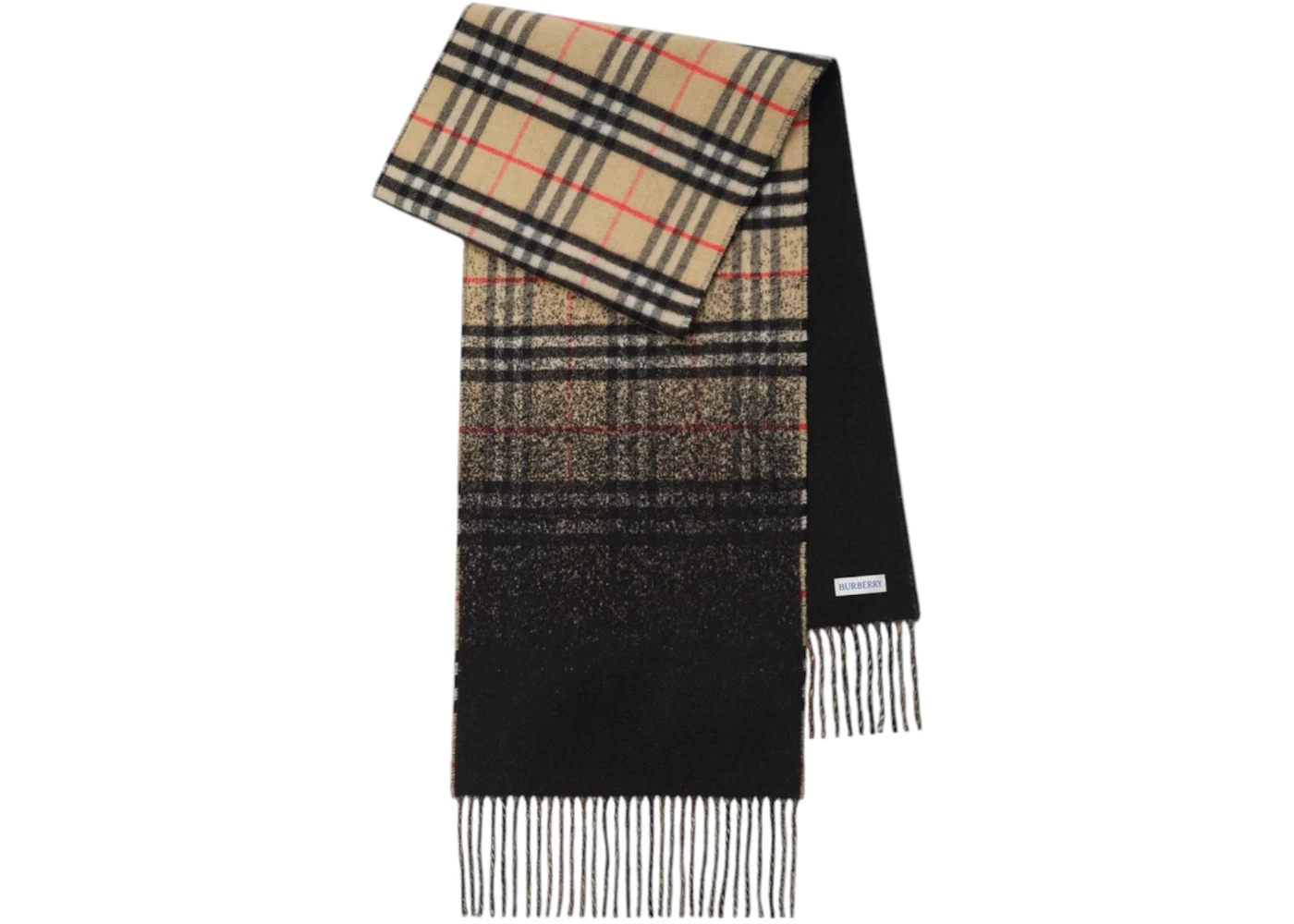 Burberry Mu Gradient Check Jacquard Scarf Sand