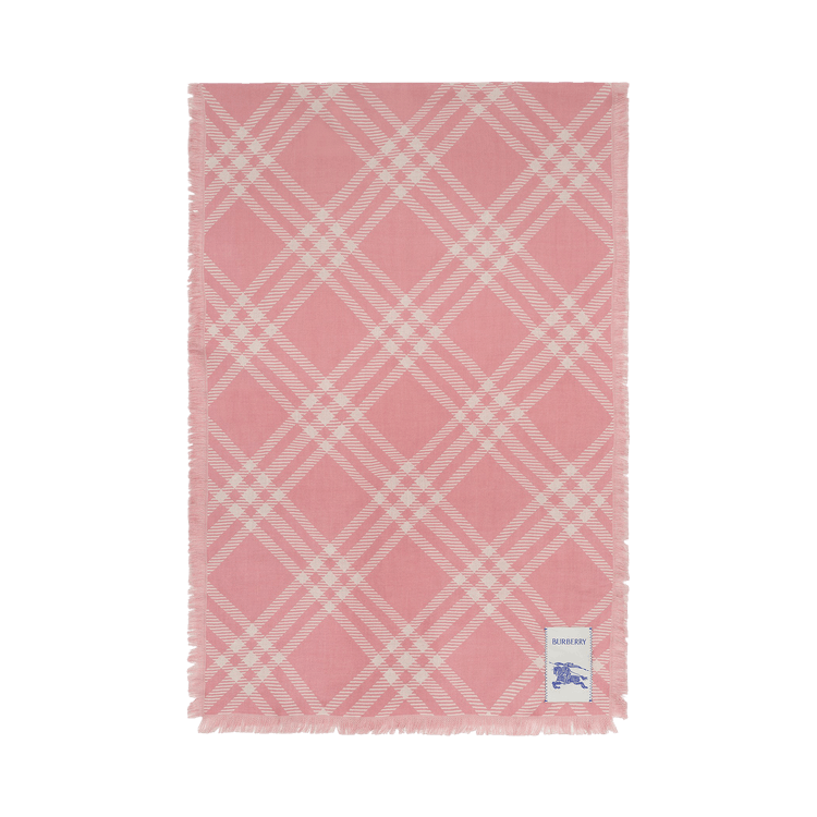 Burberry MU Wide Check Wool Silk Scarf 'Sugar Pink'