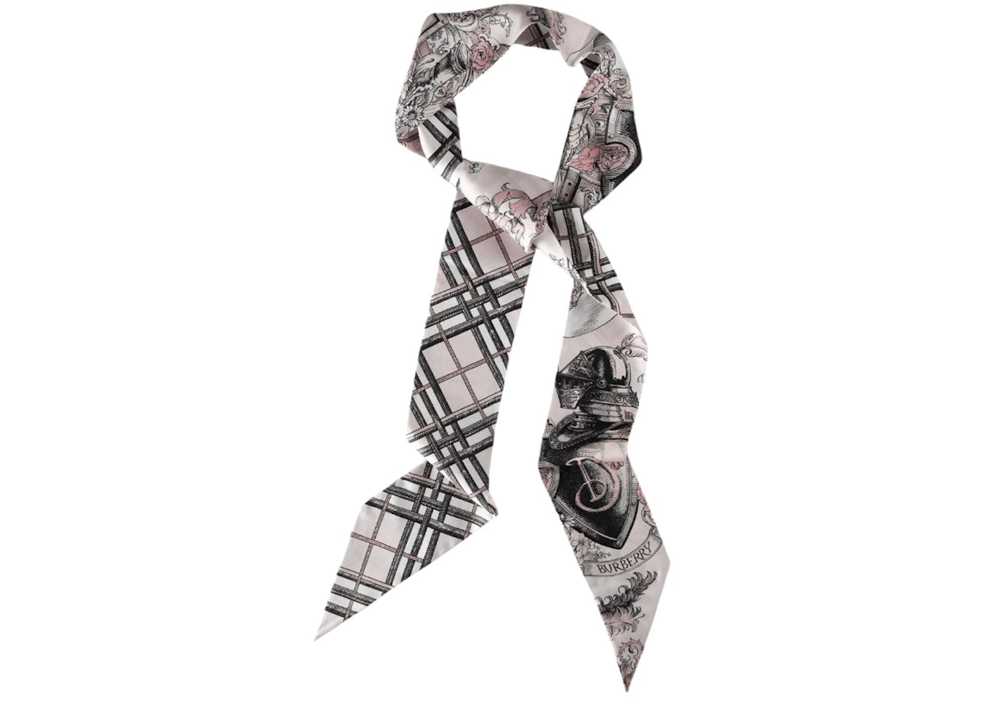 Burberry Ss Etched Knight Silk Scarf Pink