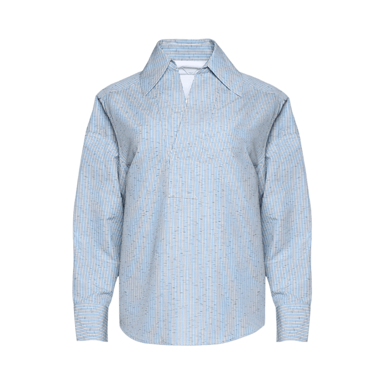 Bottega Veneta Irregular Cotton Linen Stripe Shirt 'Blue/White'