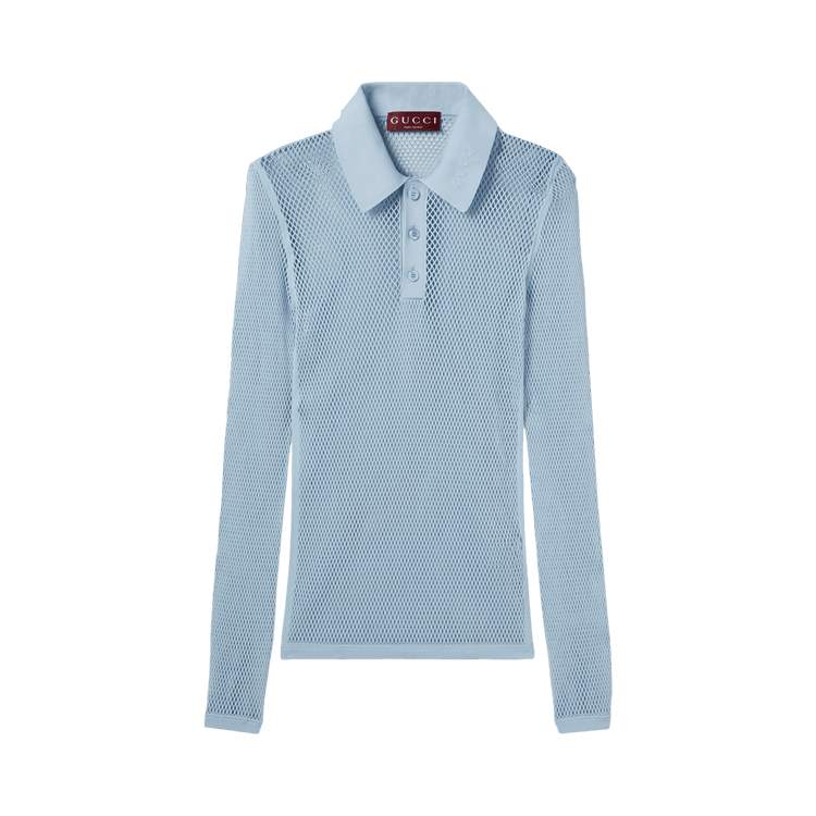 Gucci Embossed Technical Mesh Polo Top 'Petroleum Blue'
