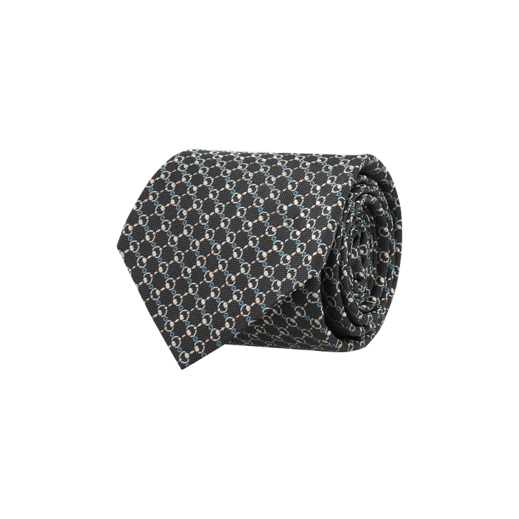 Gucci Horsebit Silk Jacquard Tie 'Graphite Light Grey'