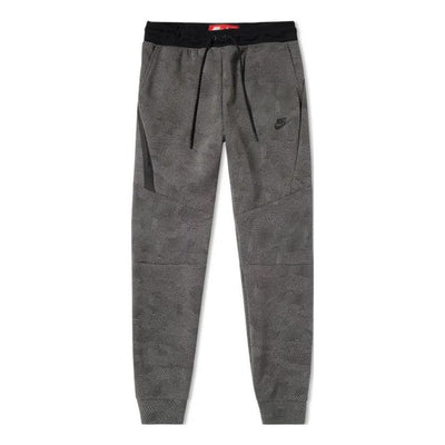 NIKE TECH FLEECE ALLOVER PRINT PANTS 'CARBON HEATHER BLACK'
