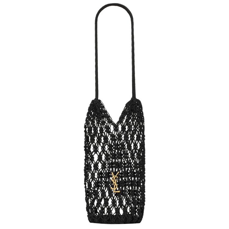 Saint Laurent Cassandre Large Tote In Crochet 'Nero'