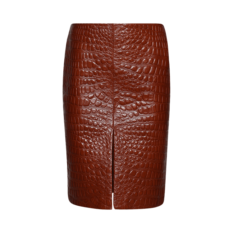 Saint Laurent Jupe Mi Longue 'Rust Brown/Brown'