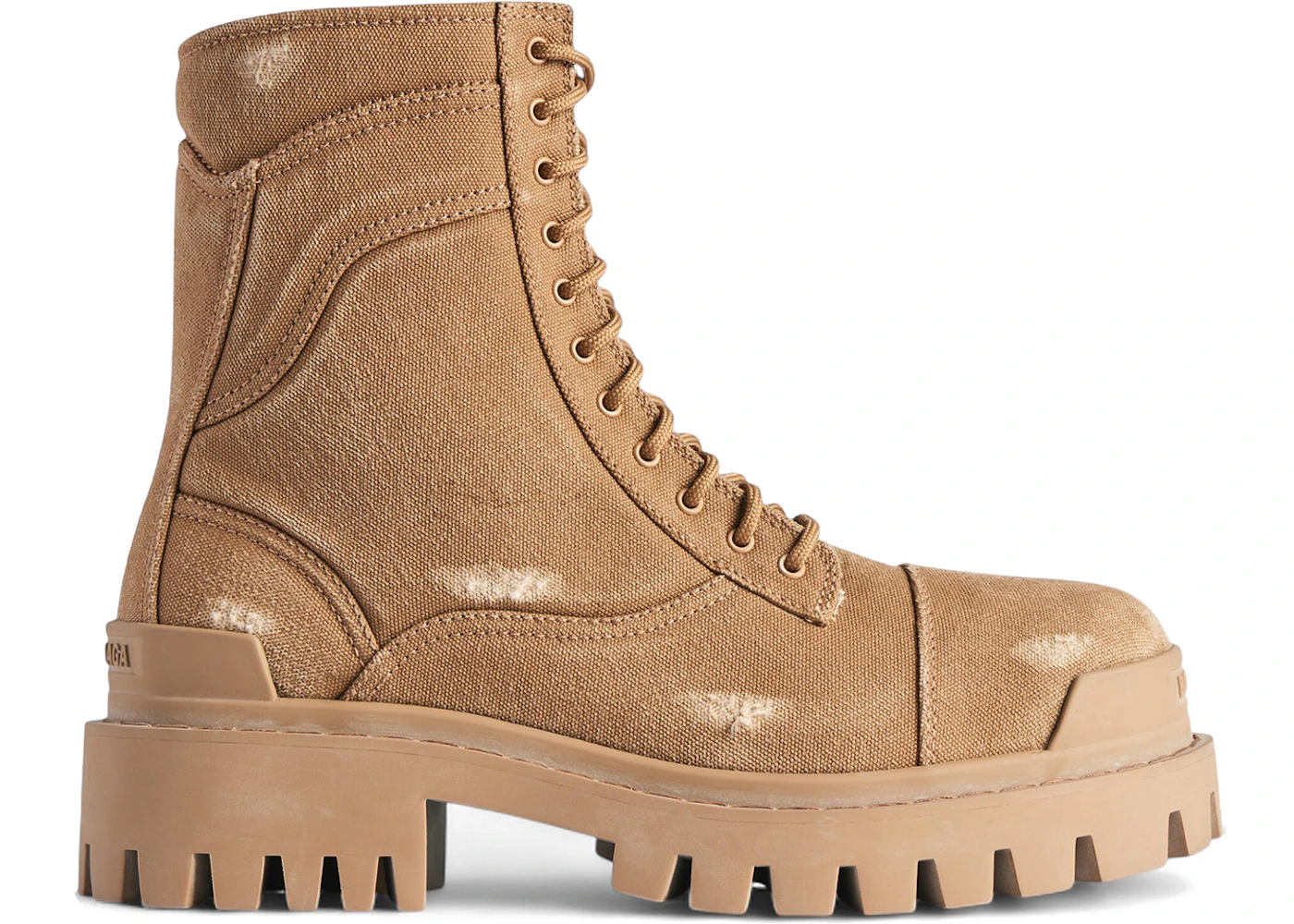 Balenciaga Combat Strike Boot Brown Cotton Canvas