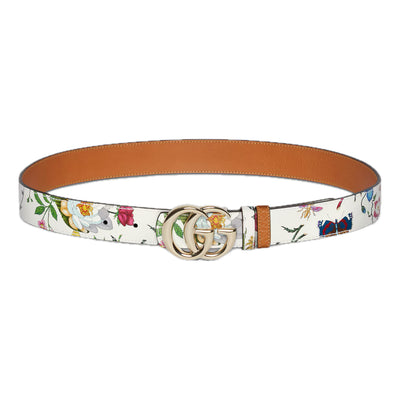 (WMNS) Gucci GG Marmont Reversible Belt 'Brown White'