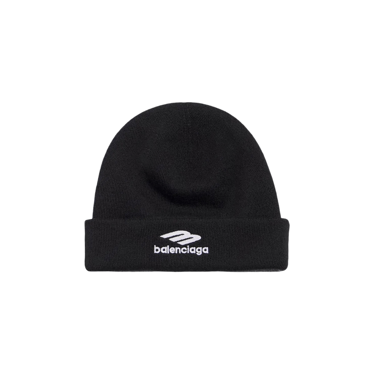 Balenciaga Logo Beanie Hat 'Black/Grey'