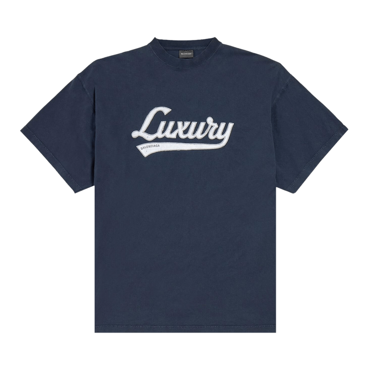 Balenciaga Oversized T-Shirt 'Washed Navy/White'