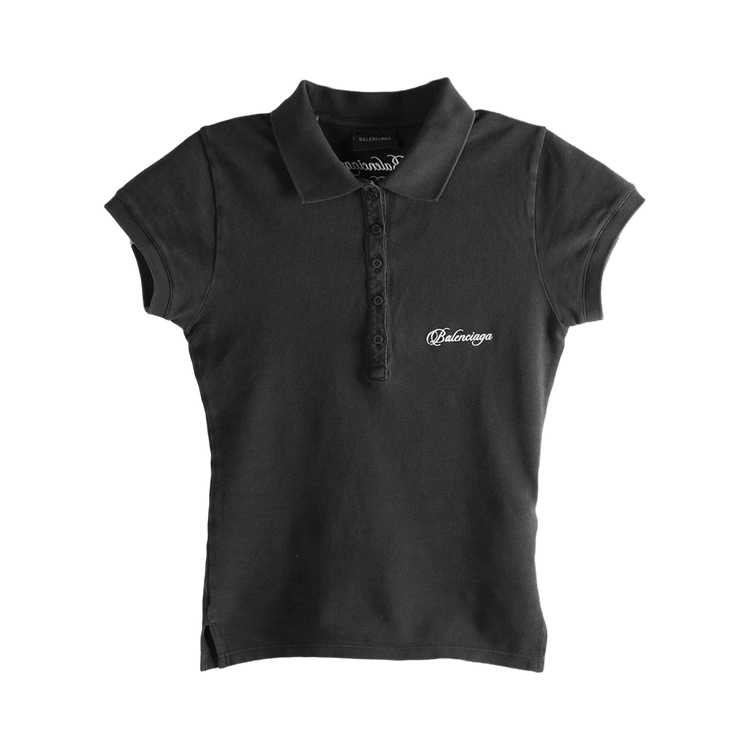 Balenciaga Cropped Polo T-Shirt 'Washed Black/White'