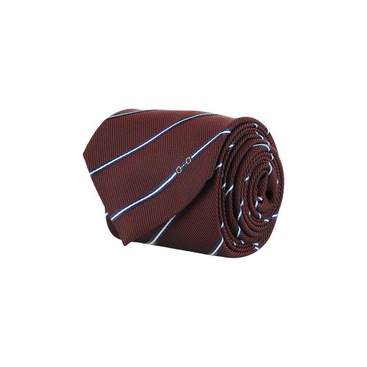 Gucci Striped Horsebit Silk Jacquard Tie 'Red/Blue'