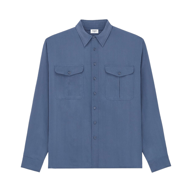Saint Laurent Chemise Poches 'Bleu Acier'