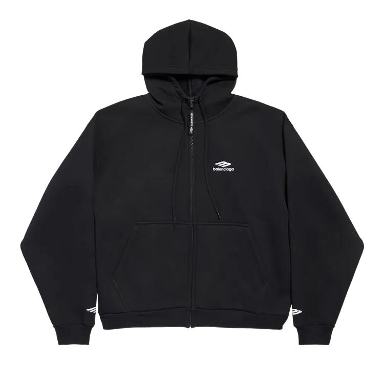 Balenciaga Zip-Up Hoodie 'Washed Black/White'