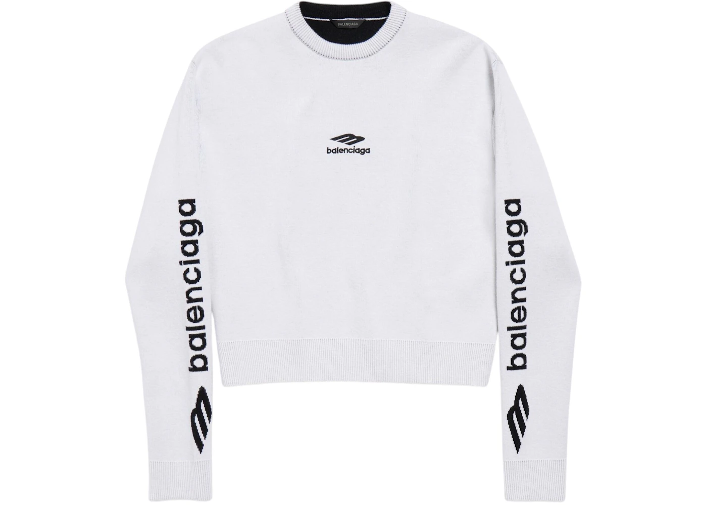 Balenciaga Women's 3B Sports Icon Cropped Crewneck White/Black