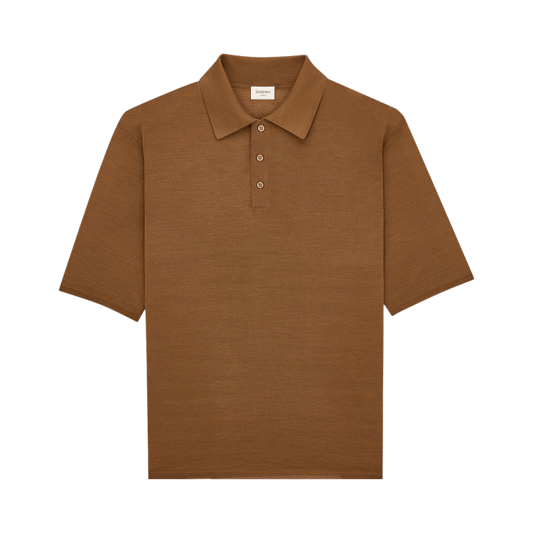 Saint Laurent Polo Manches Courtes Top 'Camel Brun'