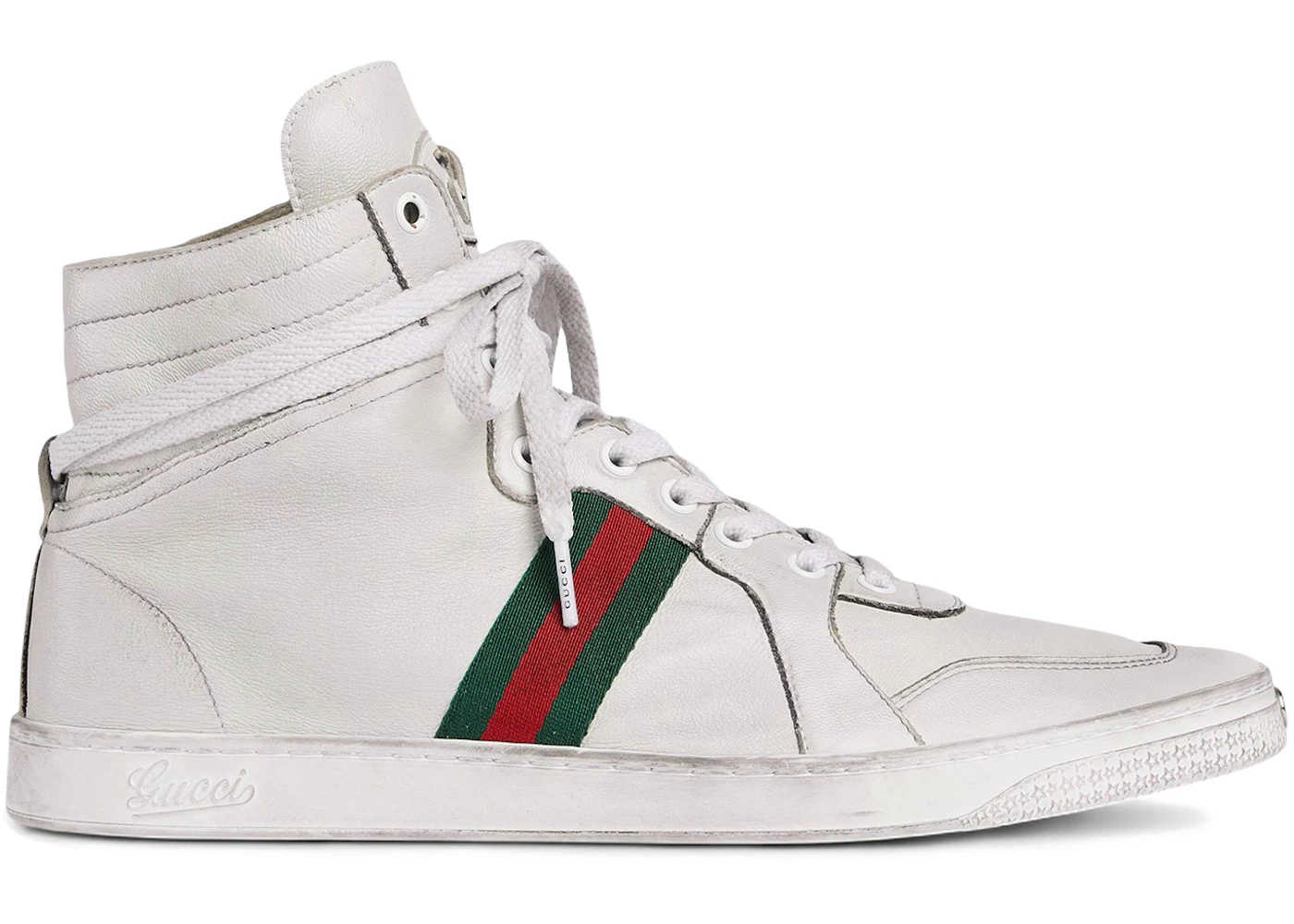 Gucci Stretch High-Top Sneaker White Leather