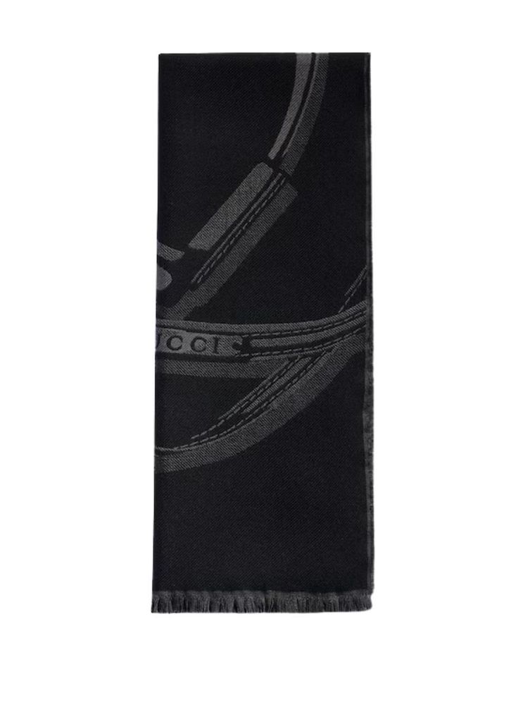 Gucci Horsebit Logo Intarsia Knit Scarf