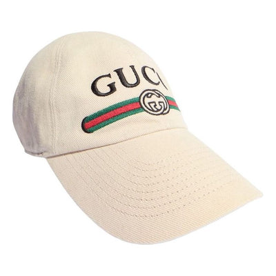 Gucci Cotton Baseball Hat with Embroidery 'Ivory'