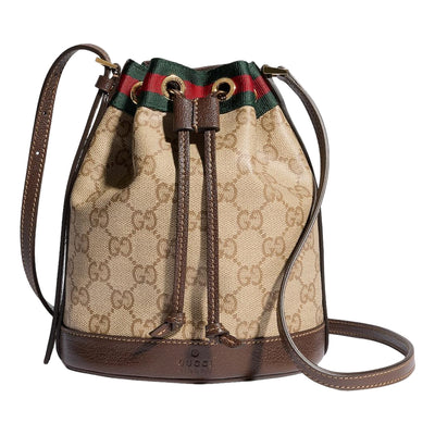 (WMNS) Gucci Mini Bucket Bag with Web 'Sand Dark Brown'