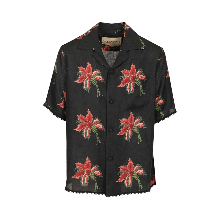 Valentino Camicia Maniche Corte 'Nero/Magenta/Rosa/Verde'