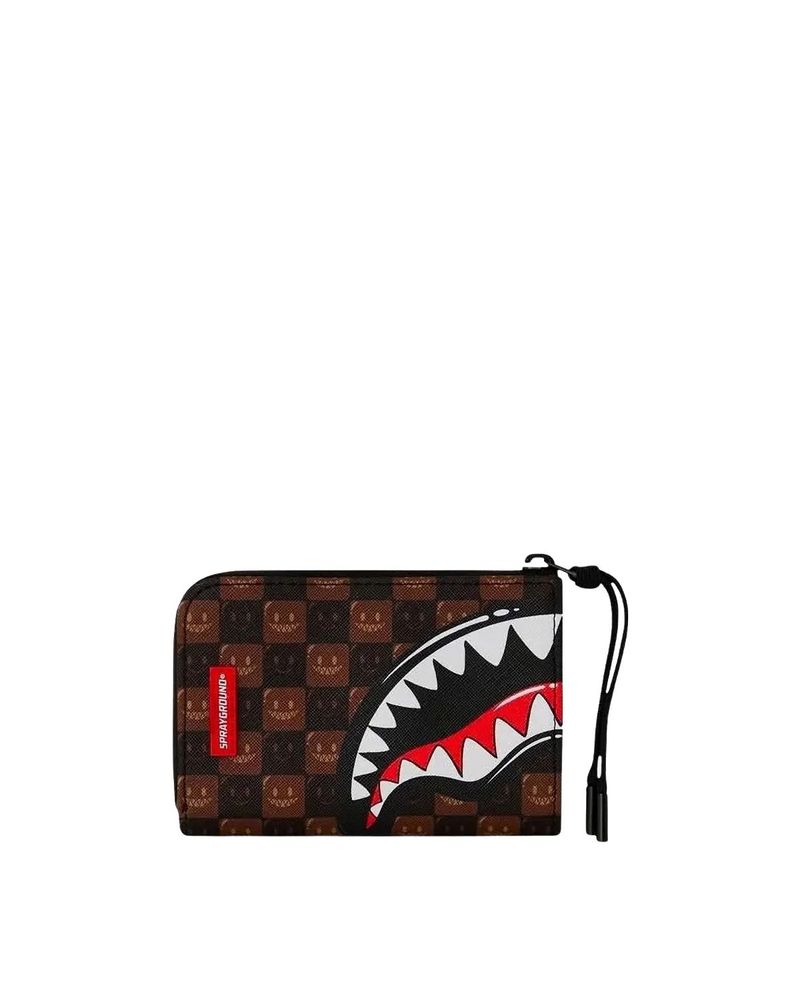 Sprayground Shark In Paris Check Wristlet Wallet