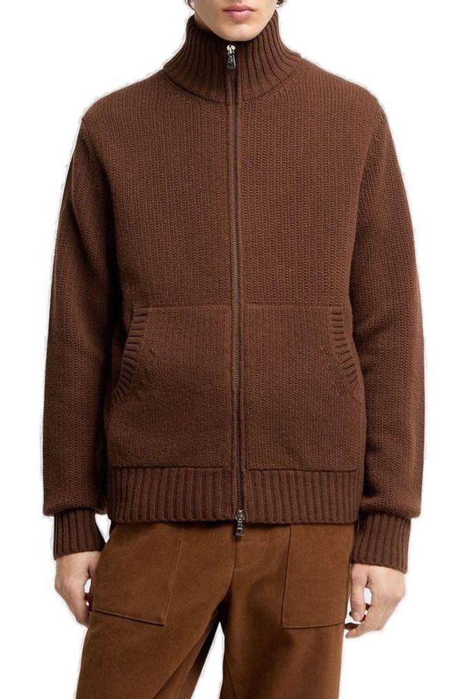 Moncler Logo Patch Zip-Up Cardigan