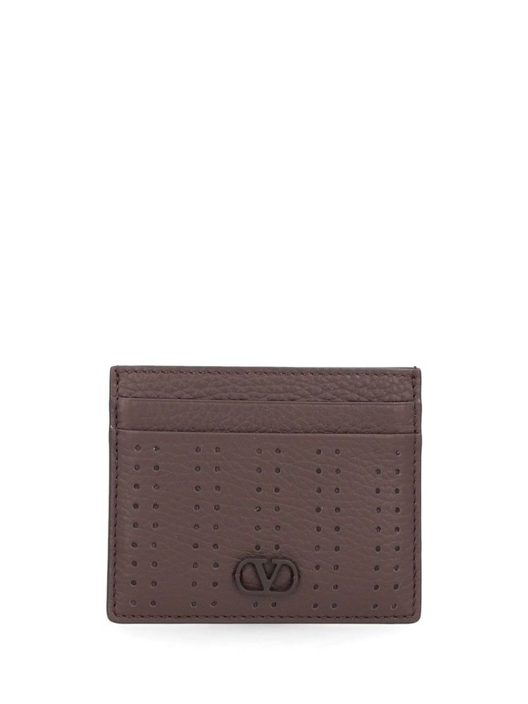 Valentino VLogo Perforated Card Holder Wallet
