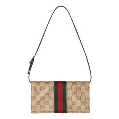 (WMNS) Gucci Small Pouch with Strap and Web 'Sand Dark Brown'