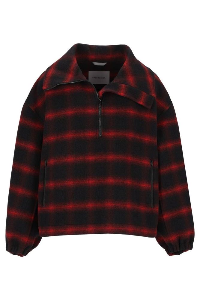 Balenciaga High Collar Check Zip Jacket