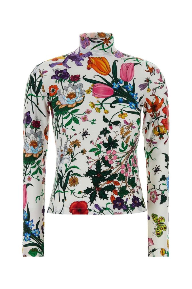 Gucci Printed Jersey Turtleneck Top