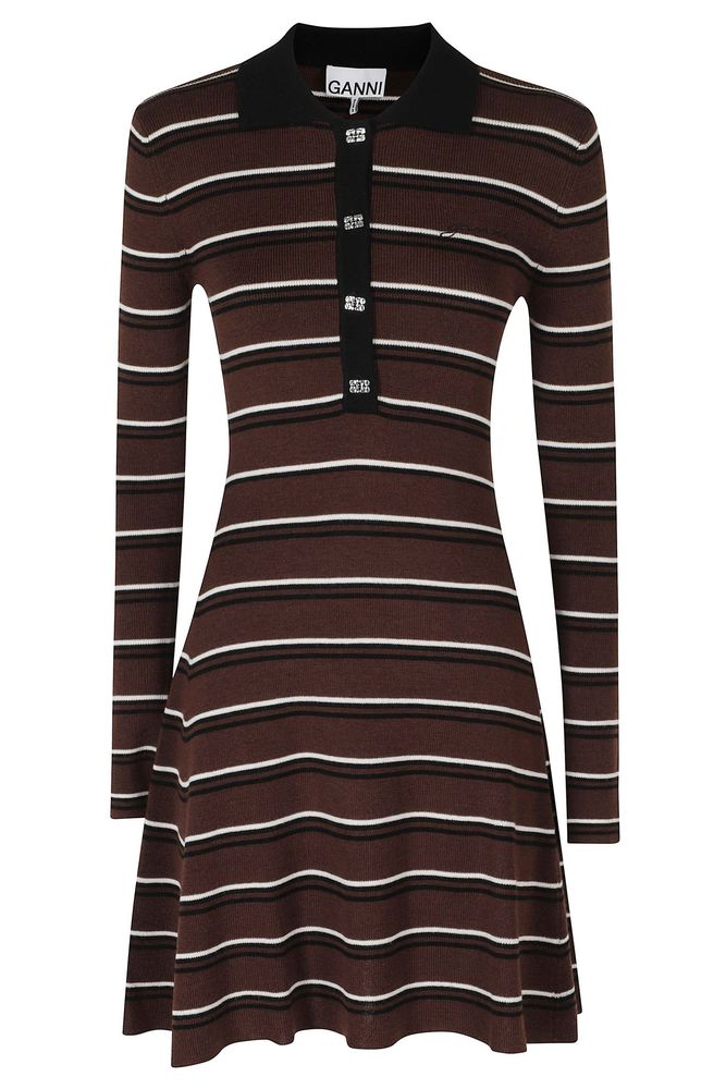 Ganni Striped Mini Knitted Dress