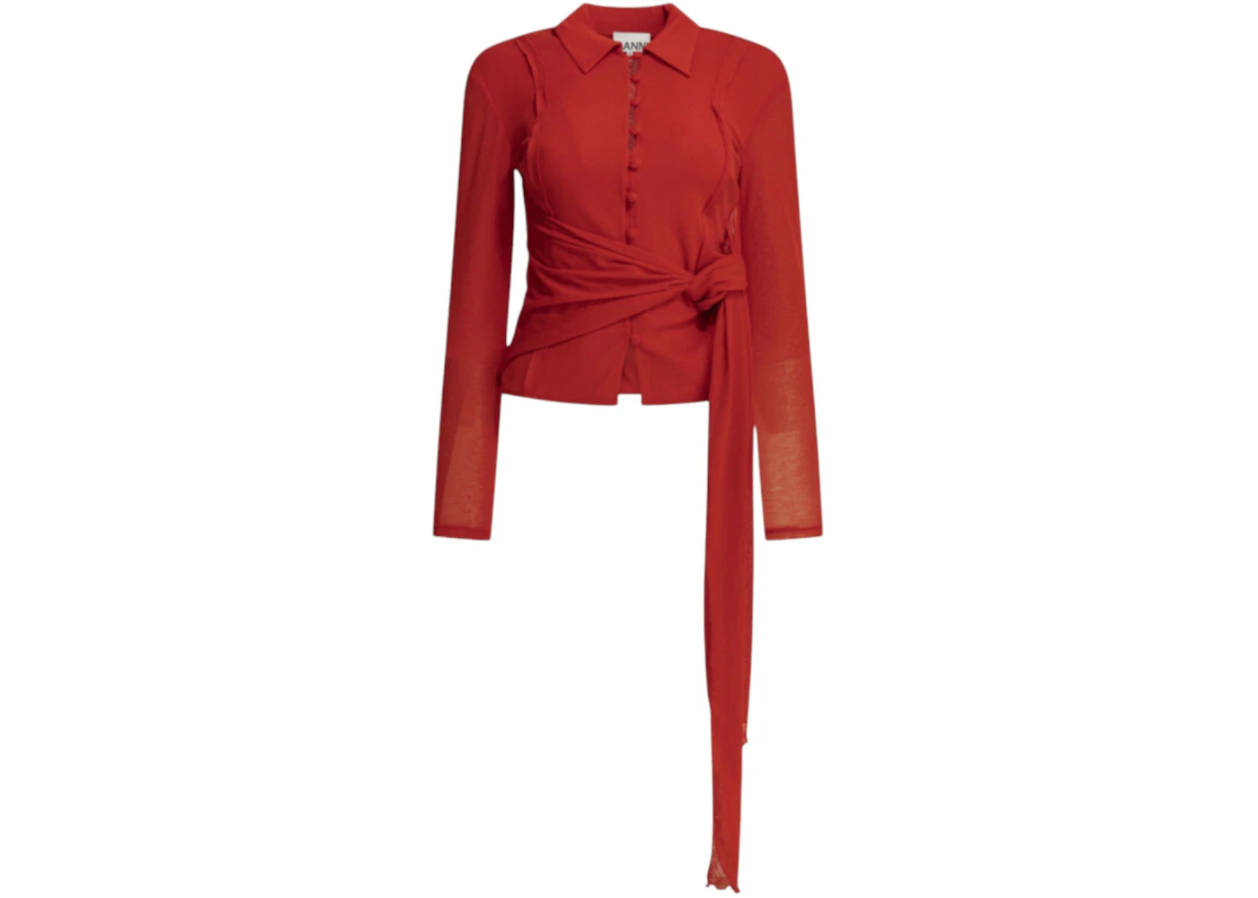 Ganni Polo Buttons Shirt Red