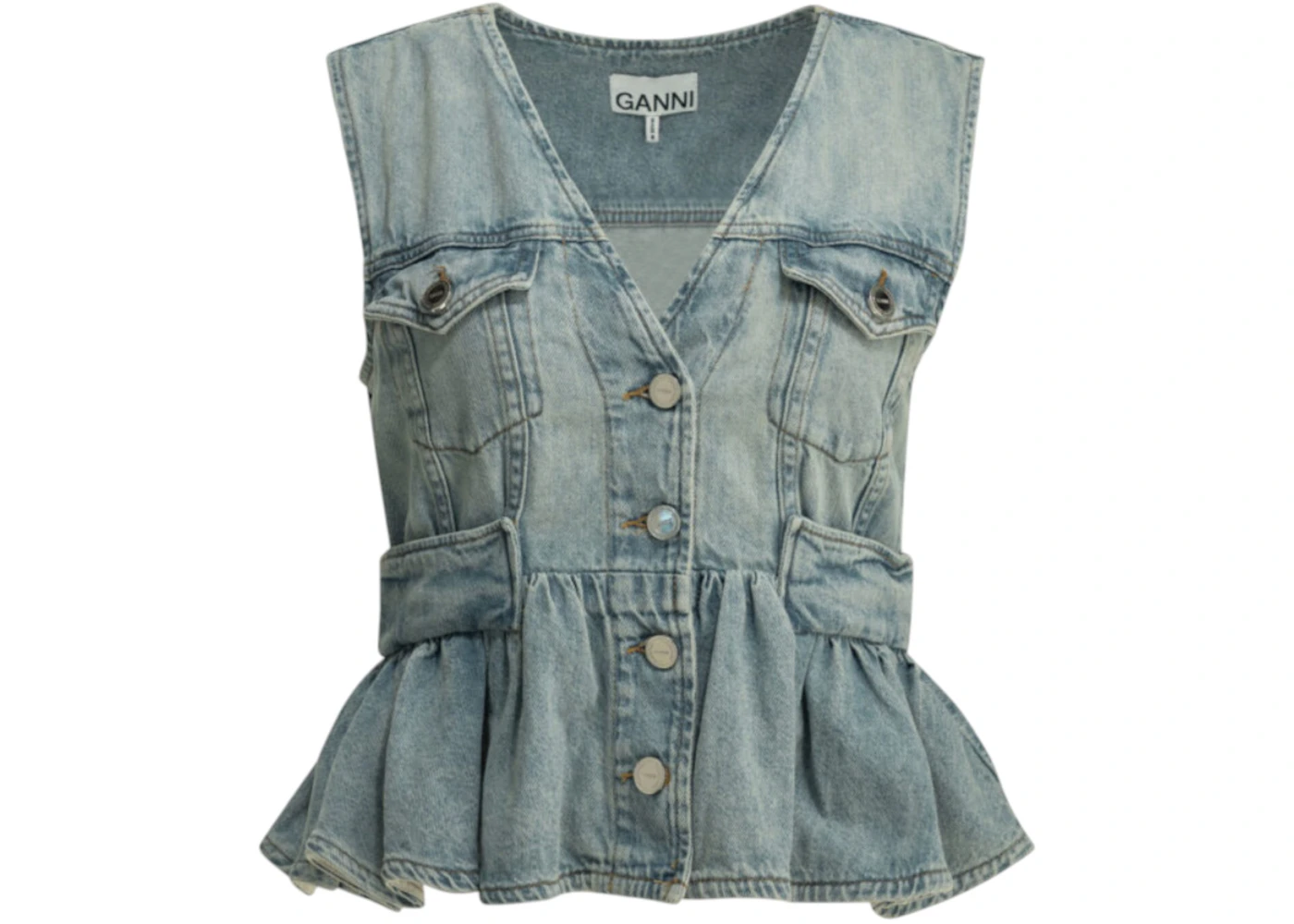 Ganni Denim Vest Light Blue