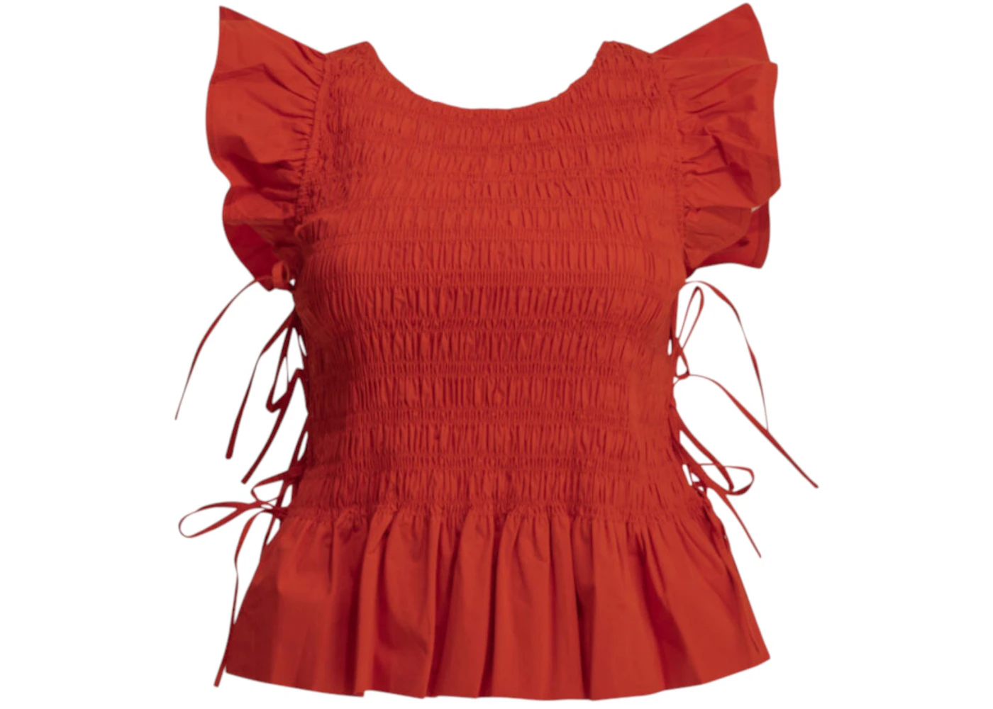 Ganni Casual Pleated Top Red