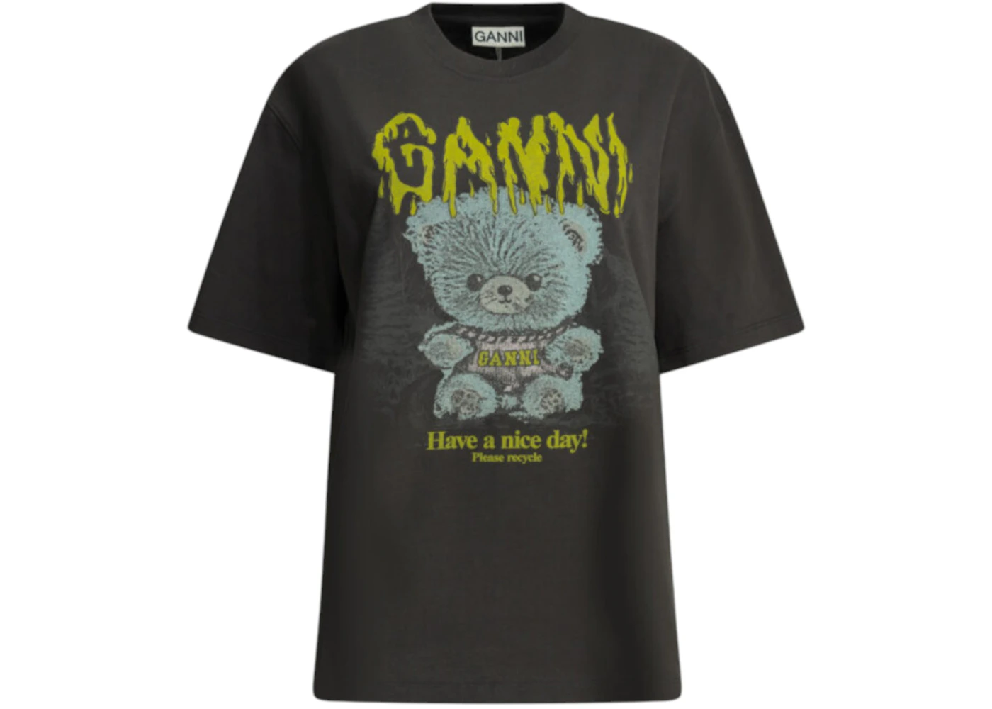Ganni Forest Teddy Crewneck T-shirt Black