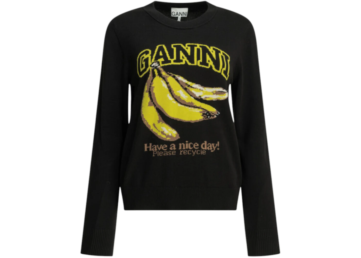Ganni Banana Round Neck Sweater Black