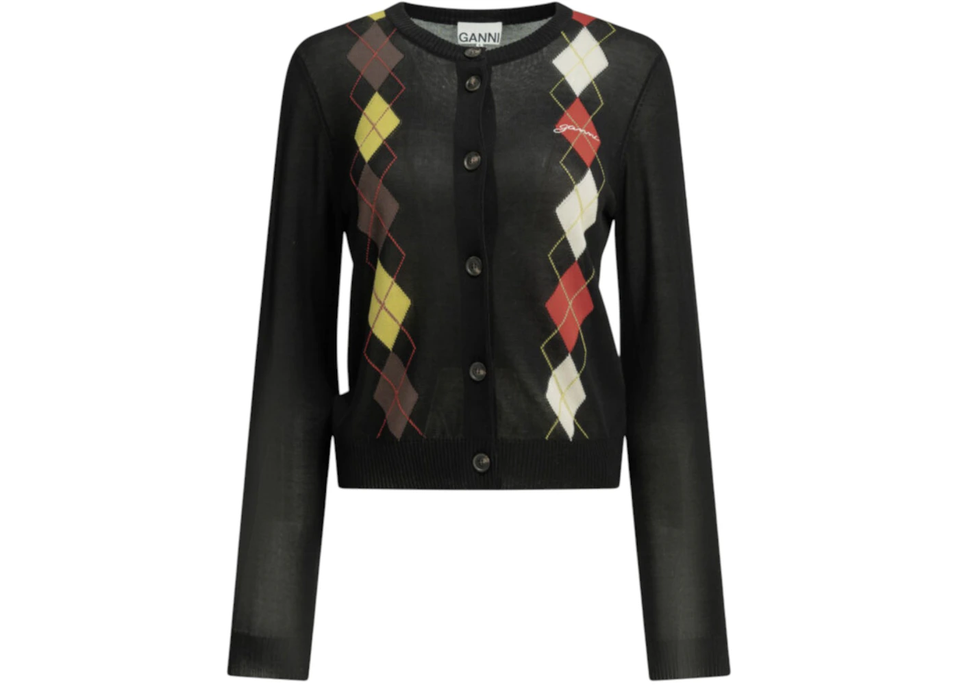 Ganni Argyle Cardigan Black