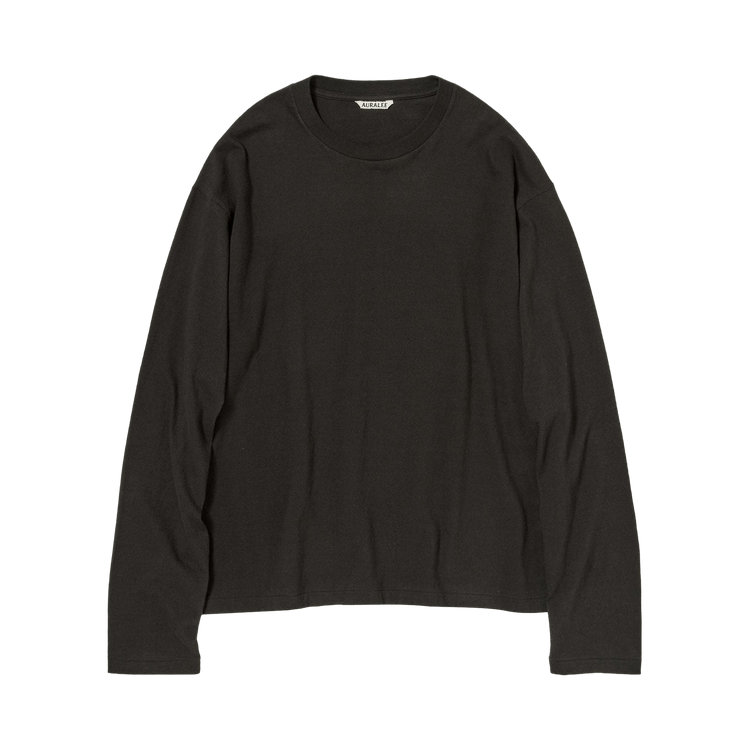 Auralee Brushed Organic Cotton Jersey Long-Sleeve Tee 'Ink Black'