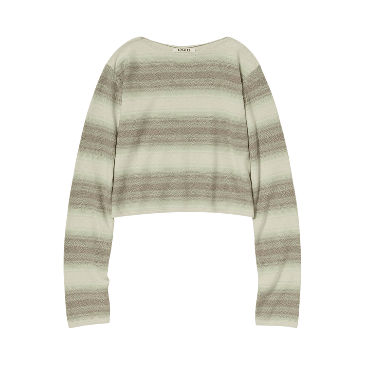 Auralee Gradient Stripe Boat Neck Knit 'Lime Grey Stripe'