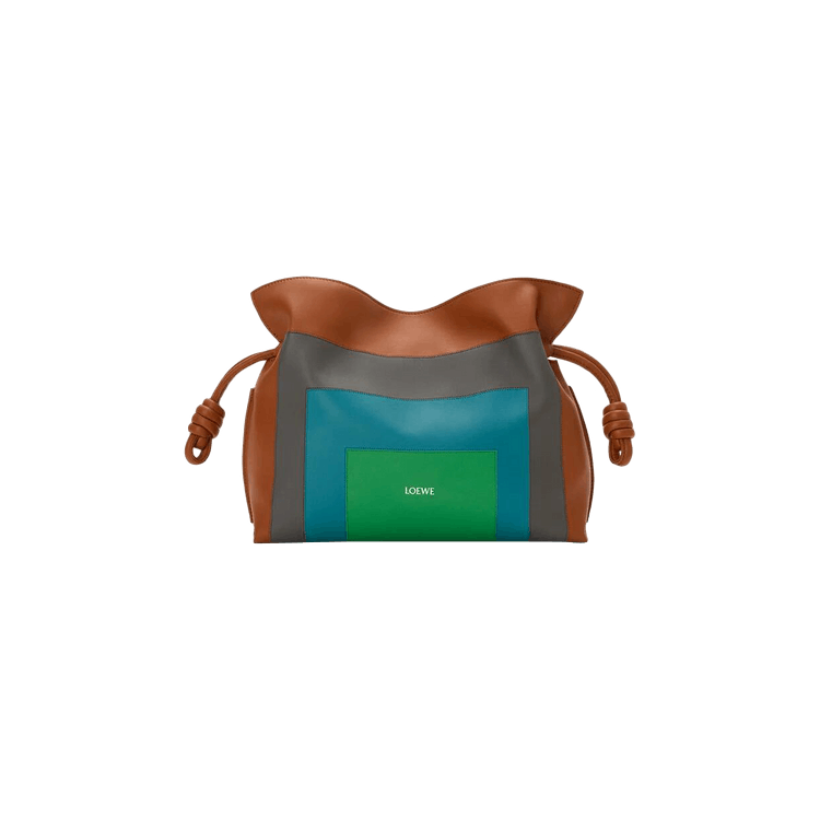 Loewe Medium Flamenco Clutch In Nappa Calfskin 'Caramel/Bright Green'