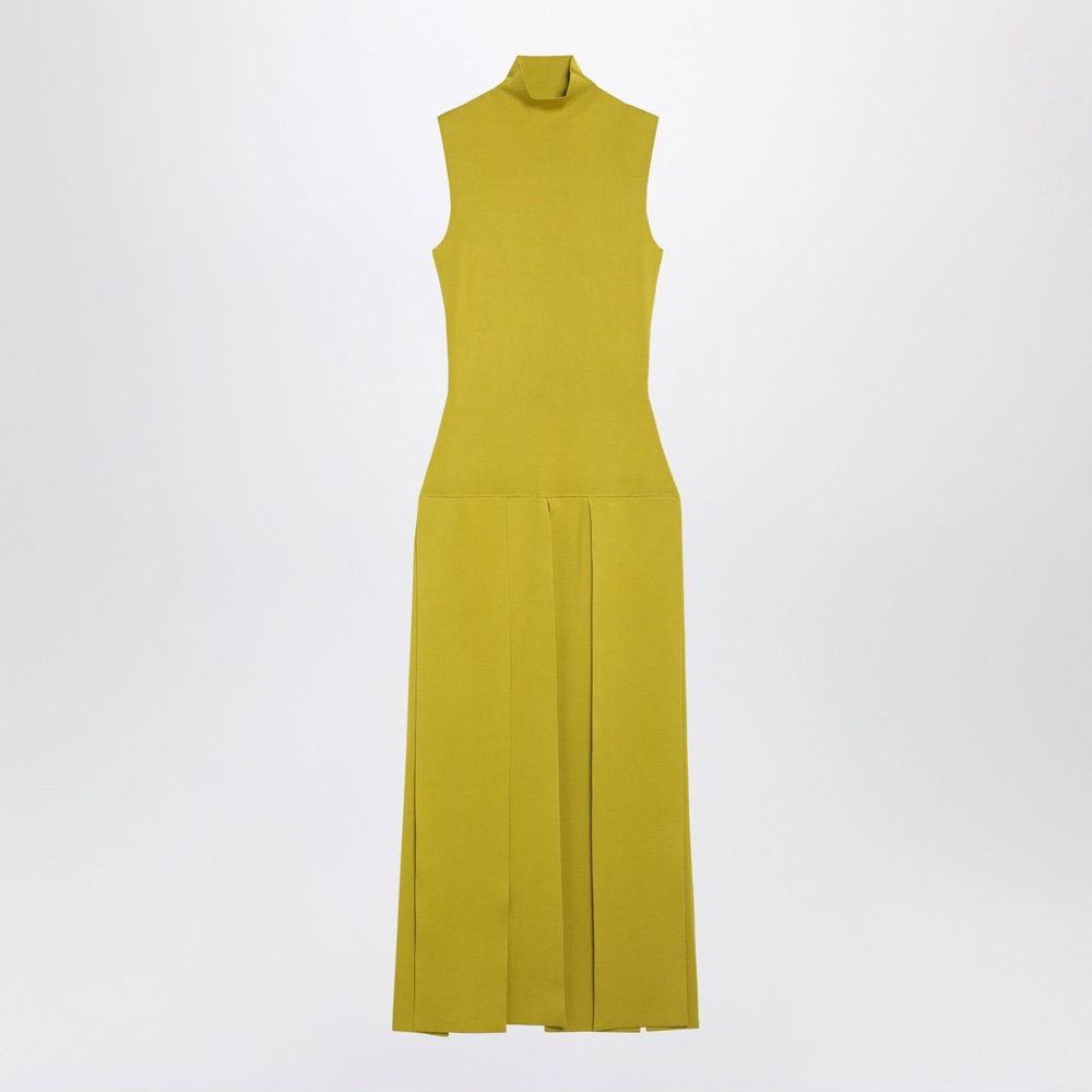 Alaïa Sleeveless Mock-Neck Pleated Dress