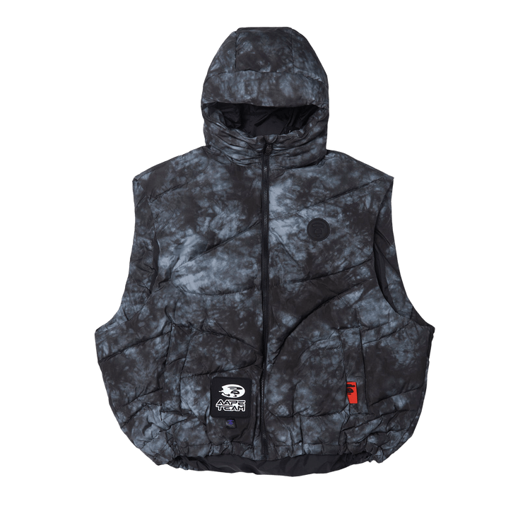 AAPE Moonface Patch Tie-Dye Down Vest 'Black/Light'