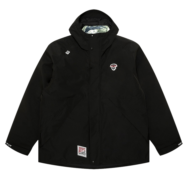 AAPE Moonface Logo Hooded Down Jacket 'Black'