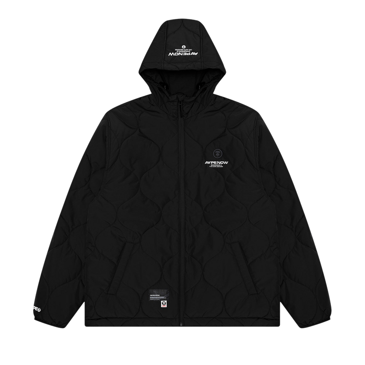 AAPE Moonface Patch Hooded Quilted Jacket 'Black'