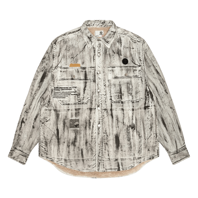 AAPE Moonface Patch Shirt Jacket 'Ivory/Black'