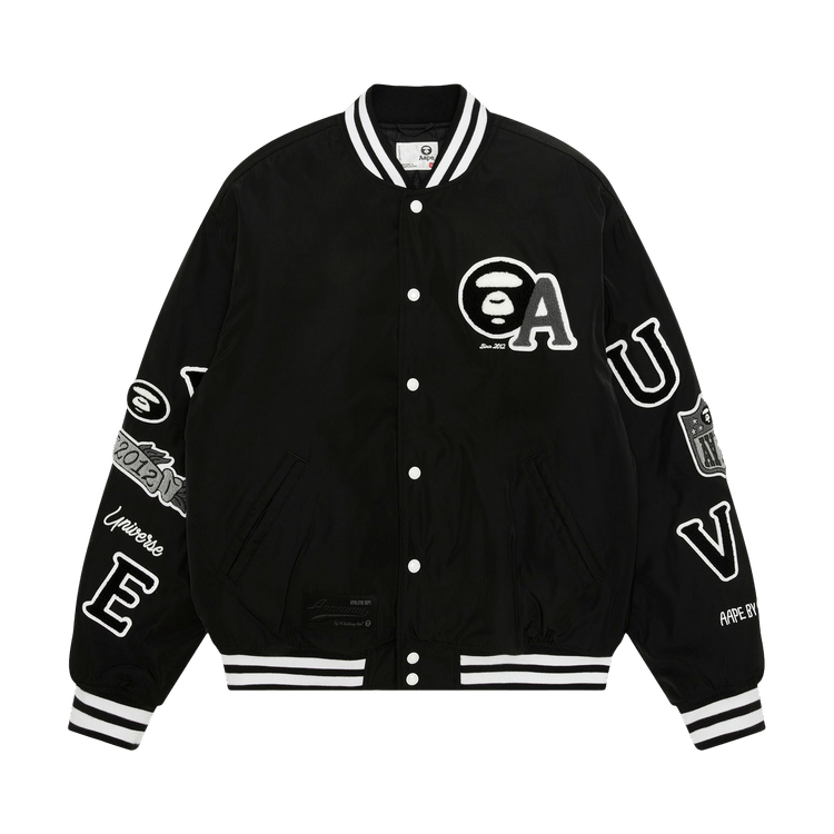 AAPE Moonface Varsity Jacket 'Black'
