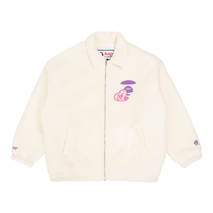 AAPE Moonface Zip Fleece Jacket 'Ivory'