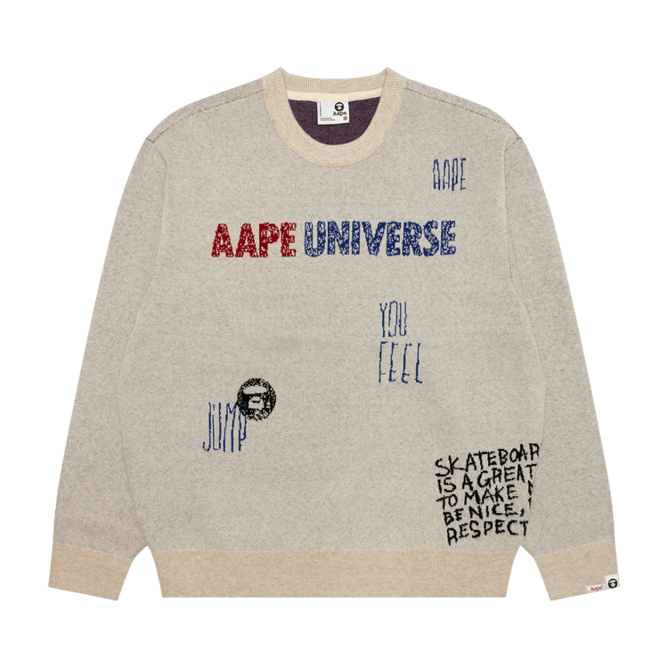 AAPE Unvs Graphic Knit Sweater 'Ivory'