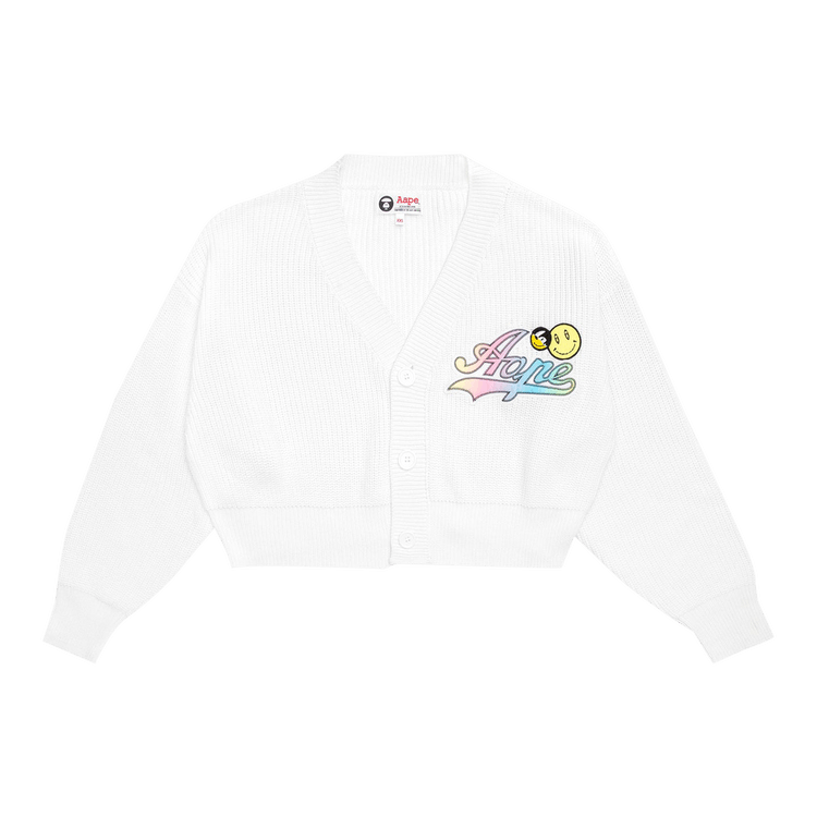 AAPE Cropped Logo Cardigan 'White'