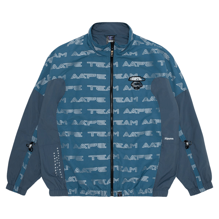 AAPE Moonface Logo Monogram Zip Jacket 'Blue/Beige'